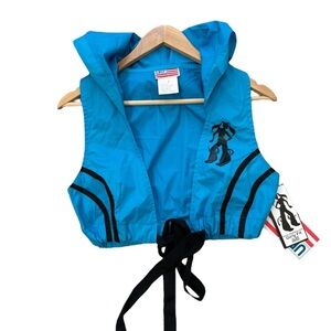 UFO NWT VINTAGE Y2K crop ultra rare!!! Size L Black and Blue Crop Tie Front Top